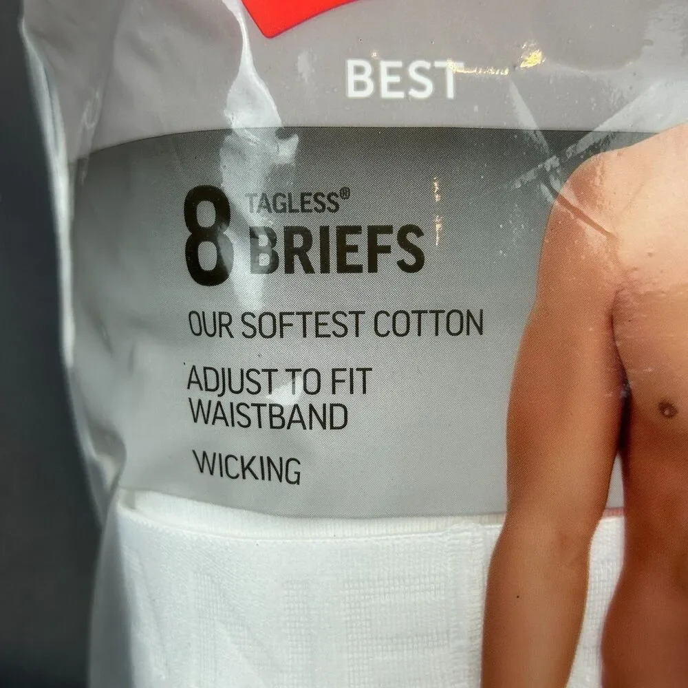 HANES Best Men's Briefs 8 Pack Cool & Breathable Cotton Underwear WHITE XL